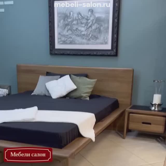 Кровать и прикроватная тумба из массива дуба "Intrigo" фабрика Стэнлес (Беларусь) смотреть онлайн