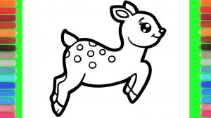 Мультик - раскраска для детей ОЛЕНЕНОК. Учимся вместе как нарисовать ОЛЕНЯ // РИСОВАШКА ТВ