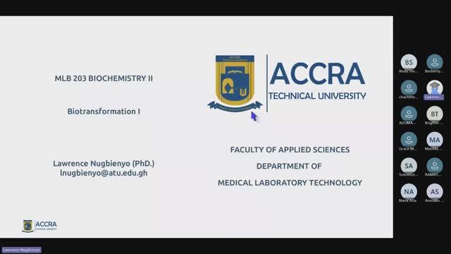 MLB 203 Biochemistry II (Part-Time): Biotransformation I