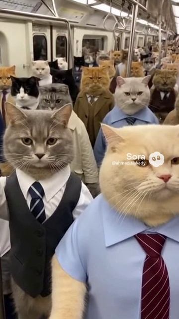 Коты в час пик #sora2 #ии #юмор #sora #коты смотреть онлайн