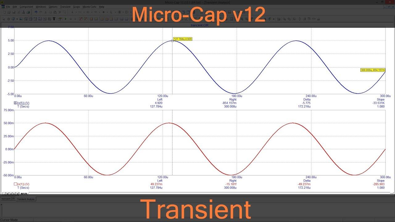 Micro-Cap | Анализ переходных процессов | Transient