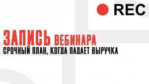 Антикризисный вебинар «Срочный план, когда падает выручка»