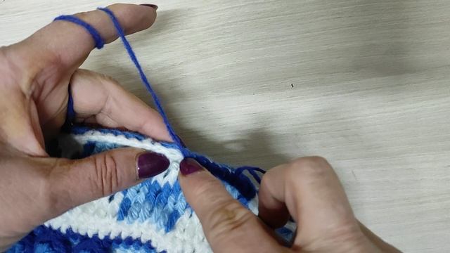 47 ряд Коврик-сидушка ″Снежинка″, в технике многослойного вязания