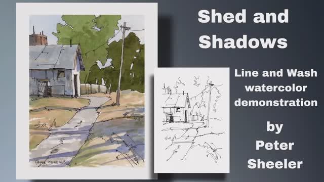 How to paint Shadows and an Old Shed in Line and Wash Watercolor. Great for Beginners. Peter Sheeler смотреть онлайн