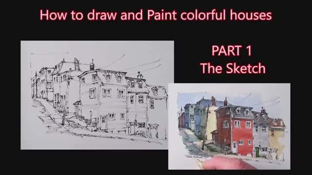 How to draw houses, Part 1. Sketching Jelly row houses of St John's Newfoundland. Peter Sheeler смотреть онлайн