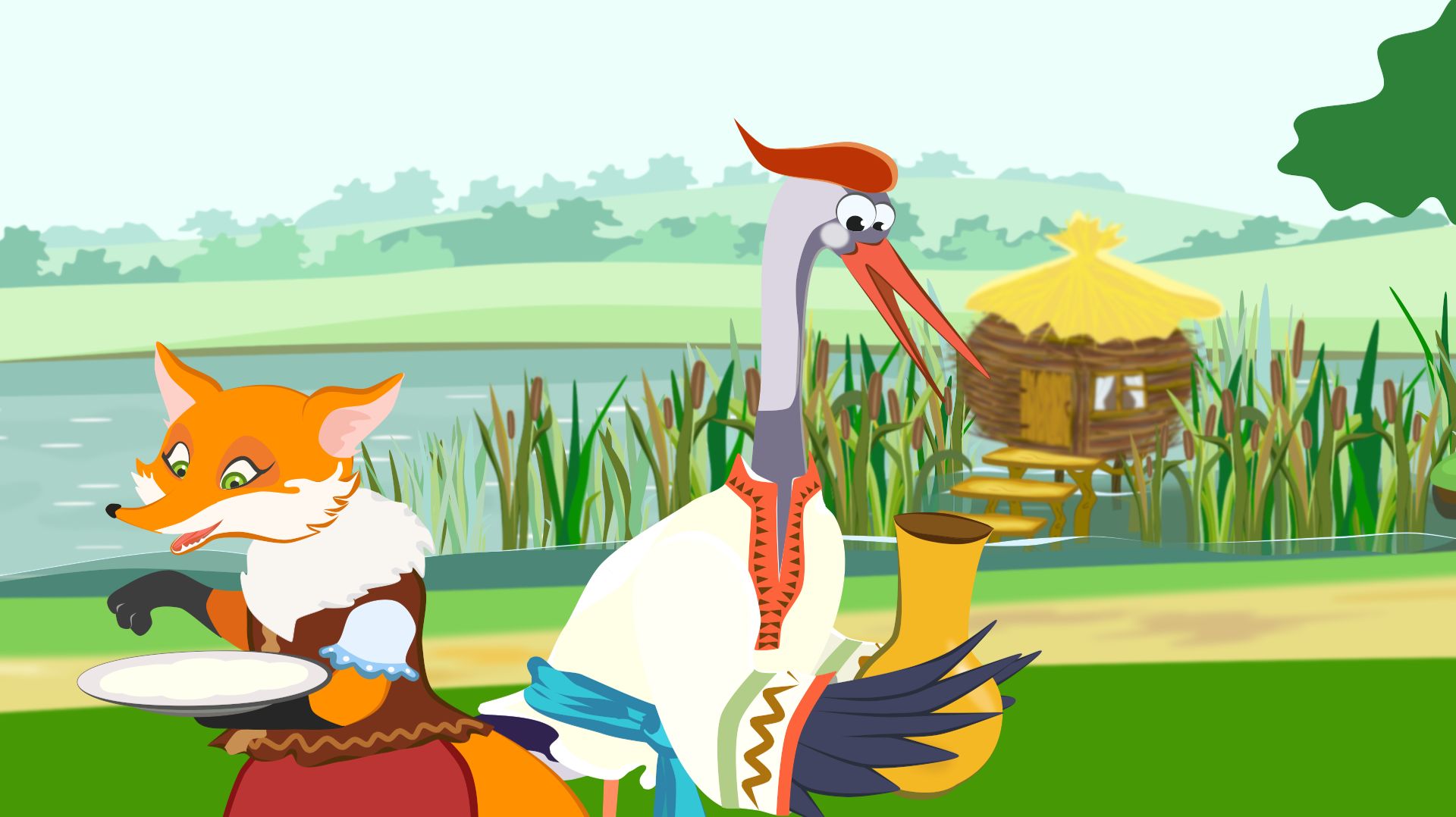 ЛИСА И ЖУРАВЛЬ - МУЛЬТИК для ДЕТЕЙ. Детская Сказка НА НОЧЬ. Поучительные сказки для малышей. смотреть онлайн