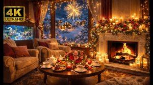 🌟 Камин 4К. Уютная атмосфера и треск дров в камине в Новогодний вечер 🌟