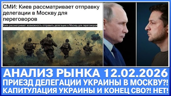 Анализ рынка 12.02 / Делегация Украины приедет в Москву? Конец Сво, капитуляция Украины? Нет!