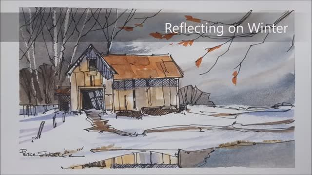 A Pen and Wash demonstration of a Barn in Winter. Easy to follow and learn. With Peter Sheeler. смотреть онлайн