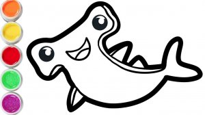 Мультик - раскраска для детей АКУЛА. Учимся вместе как нарисовать АКУЛУ // РИСОВАШКА ТВ