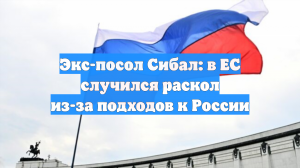 Экс-посол Сибал: в ЕС случился раскол из-за подходов к России