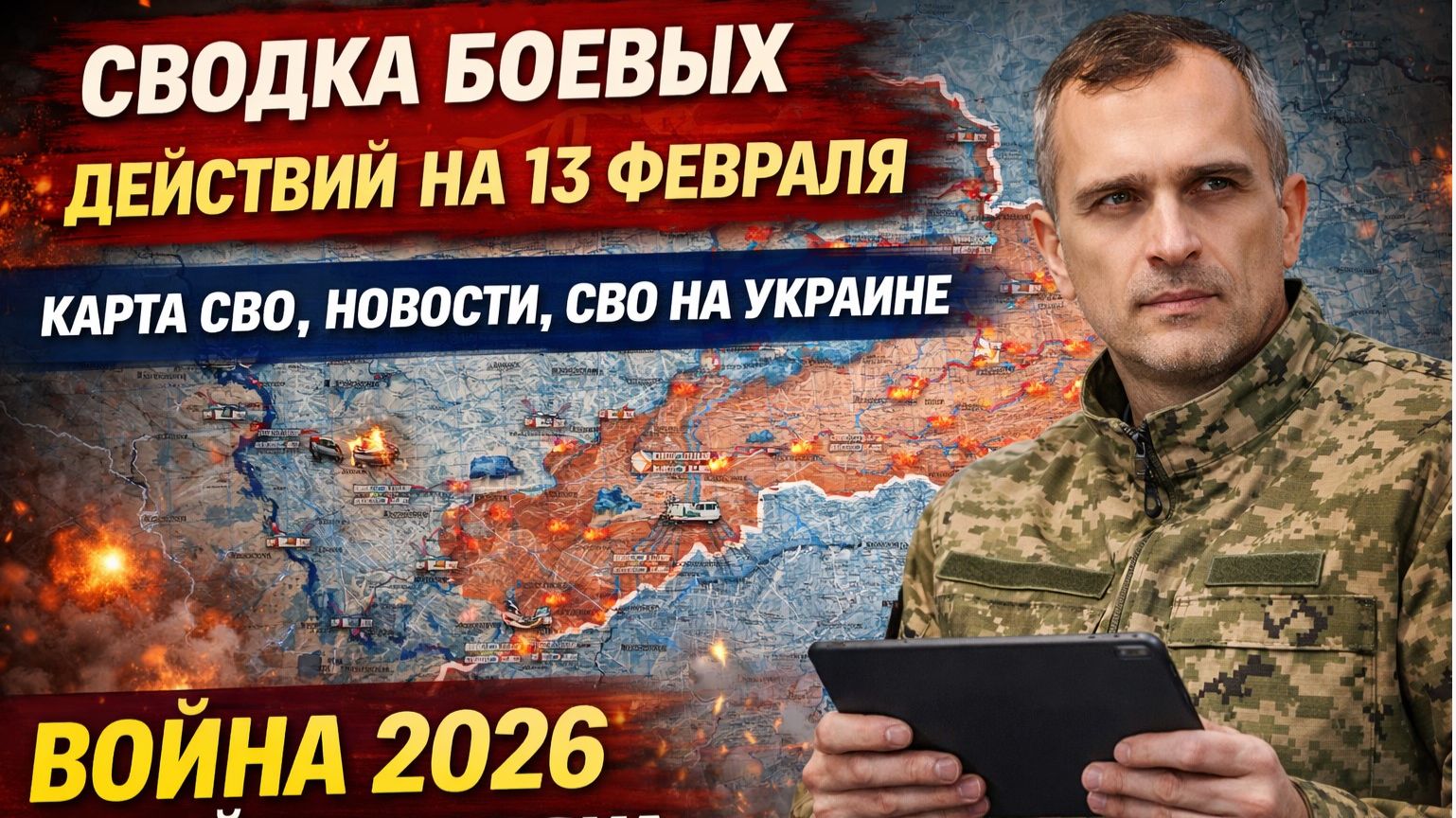 СВОДКА БОЕВЫХ ДЕЙСТВИЙ НА 13 ФЕВРАЛЯ, КАРТА СВО, НОВОСТИ, СВО НА УКРАИНЕ ВОЙНА 2026 ЮРИЙ ПОДОЛЯКА смотреть онлайн