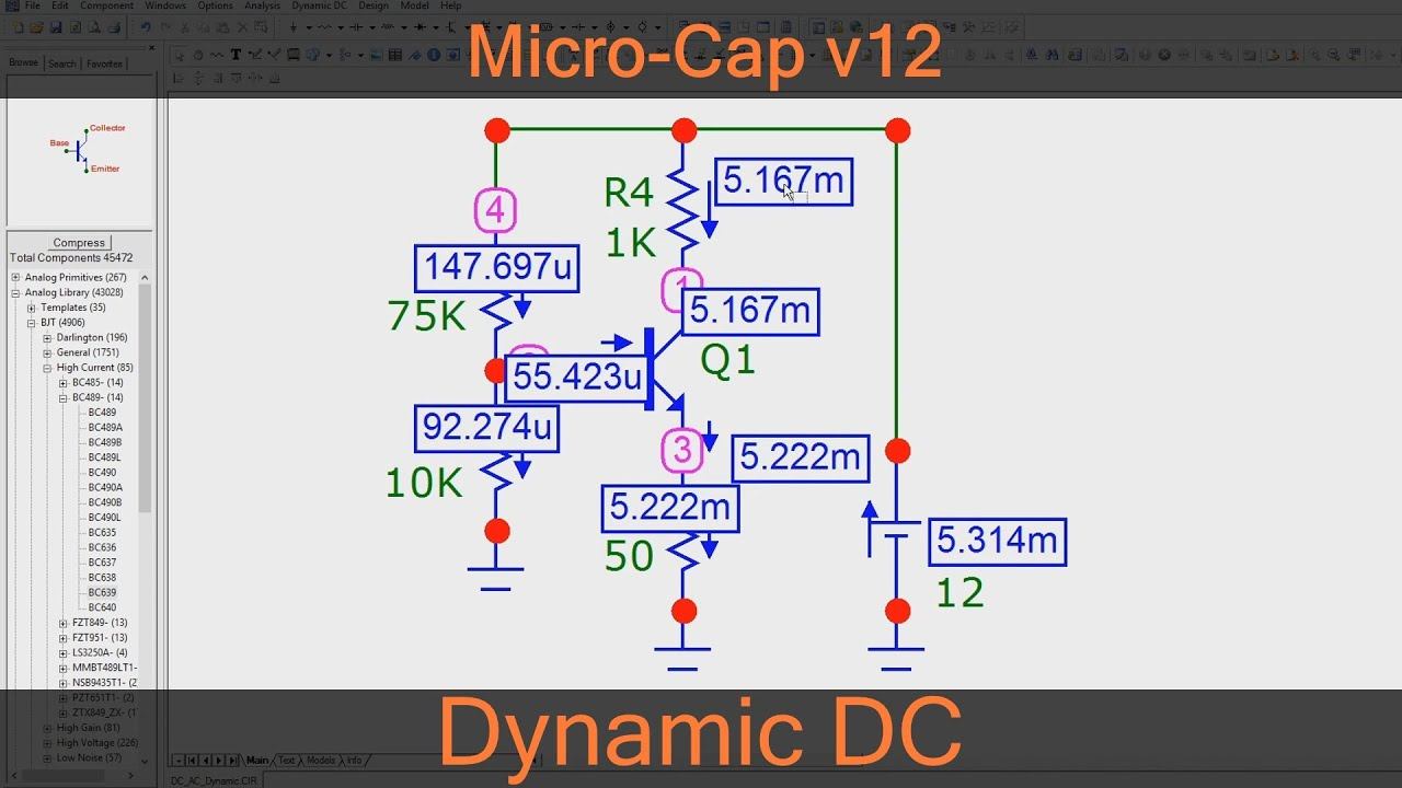 Micro-Cap | Динамический анализ по постоянному и переменному току | Dynamic DC | Dynamic AC