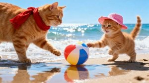 Последний солнечный день Джинджи на пляже 🐱☀️🏖️