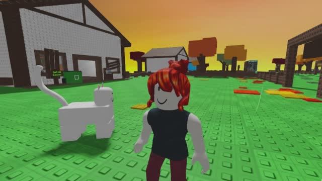 Кот в Роблокс помогает мне собирать листья! смотреть онлайн