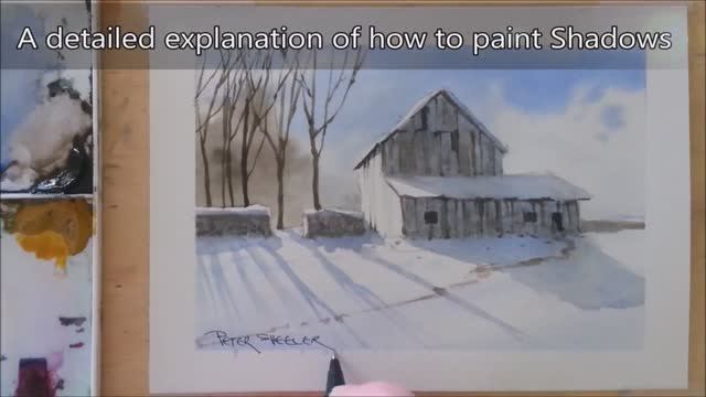 A detailed tutorial on painting shadows in watercolor. Easy to follow. Winter Barn Peter Sheeler смотреть онлайн