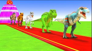 Видео для детей. Раскрашиваем Динозавров, фонтан динозавров