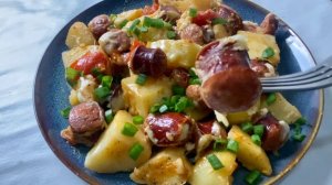Запеченный картофель с колбасой вкусный и быстрый рецепт вкусного блюда!