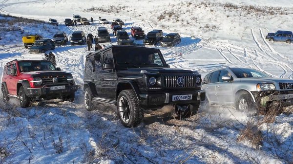 Что могут на снежных горках!  Гелик, Tank 300, Volvo, suzuki jimny, mitsubishi pajero, уаз, Touareg