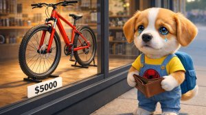 Щенок помогает родителям 🐶❤️ и получает в награду велосипед мечты 🚲✨
