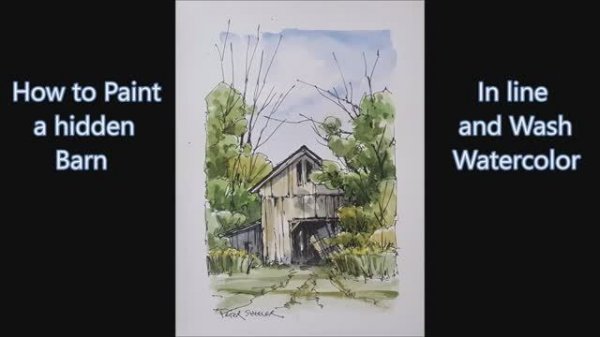Line and Wash Barn. Quick and easy, Great for beginners. Peter Sheeler