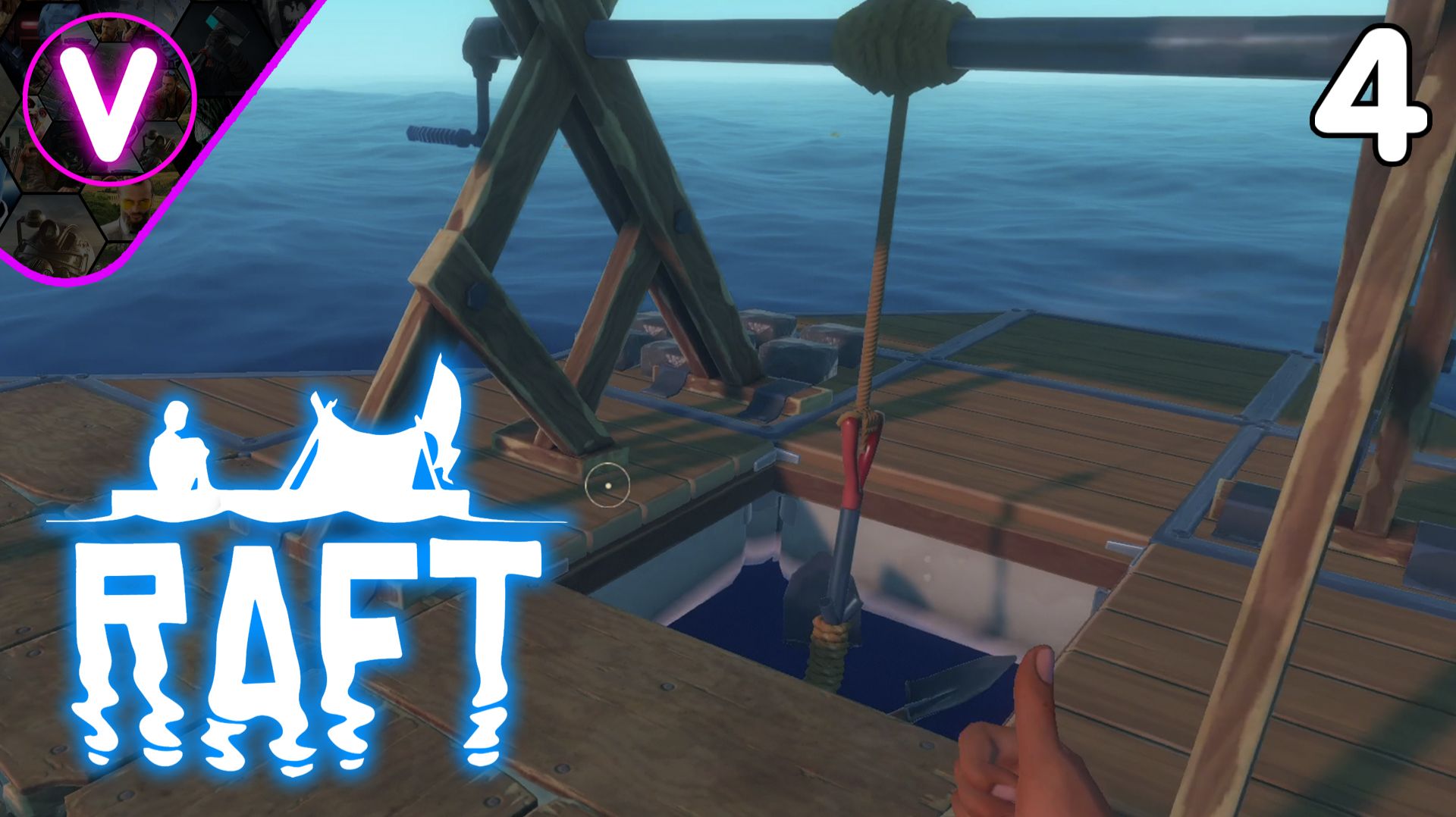 НАЧАЛ УСИЛЯТЬ ПЛОТ И ПОСТАВИЛ ЯКОРЬ ➤ Raft ➤ Часть: 4