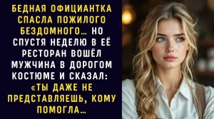 БЕДНАЯ ОФИЦИАНТКА СПАСАЕТ ПОЖИЛОГО БЕЗДОМНОГО… Но спустя неделю...