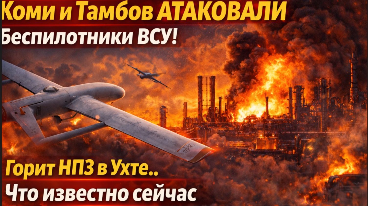 Коми и Тамбов АТАКОВАЛИ Беспилотники ВСУ! Горит НПЗ в Ухте..Что известно сейчас смотреть онлайн