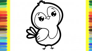Мультик - раскраска для детей ПТИЧКА. Учимся вместе как нарисовать ПТИЧКУ// РИСОВАШКА ТВ