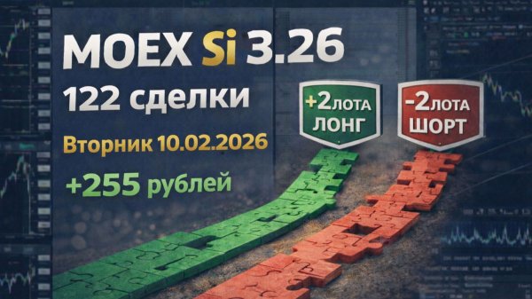 Скальпинг MOEX Si 3.26 — 122 сделки | Вторник 10.02.2026