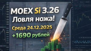 Скальпинг MOEX Si 3.26 – Ловля ножа! |  +1690 рублей  |  Среда 24.12.2025