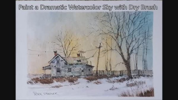 🍿 Line and Wash, Dry Brush Folk art farmhouse in watercolour. Peter Sheeler