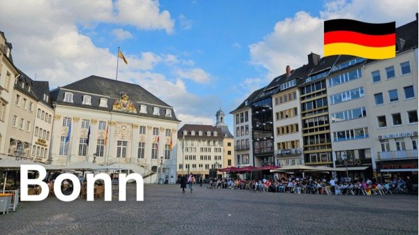 Germany, Bonn - Walking Tour | Beautiful Old Town & Rhine River Street Life