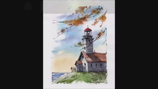 Paint a simple Old Lighthouse. Line and wash watercolor. Easy to follow with Peter Sheeler смотреть онлайн
