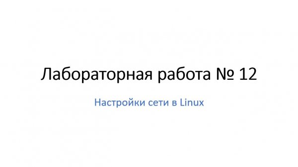 Лабораторная работа № 12. Настройки сети в Linux