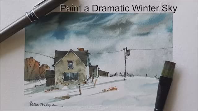 How to paint a dramatic sky demonstration. Winter sky. Evening Sky. Winter farm. With Peter Sheeler смотреть онлайн
