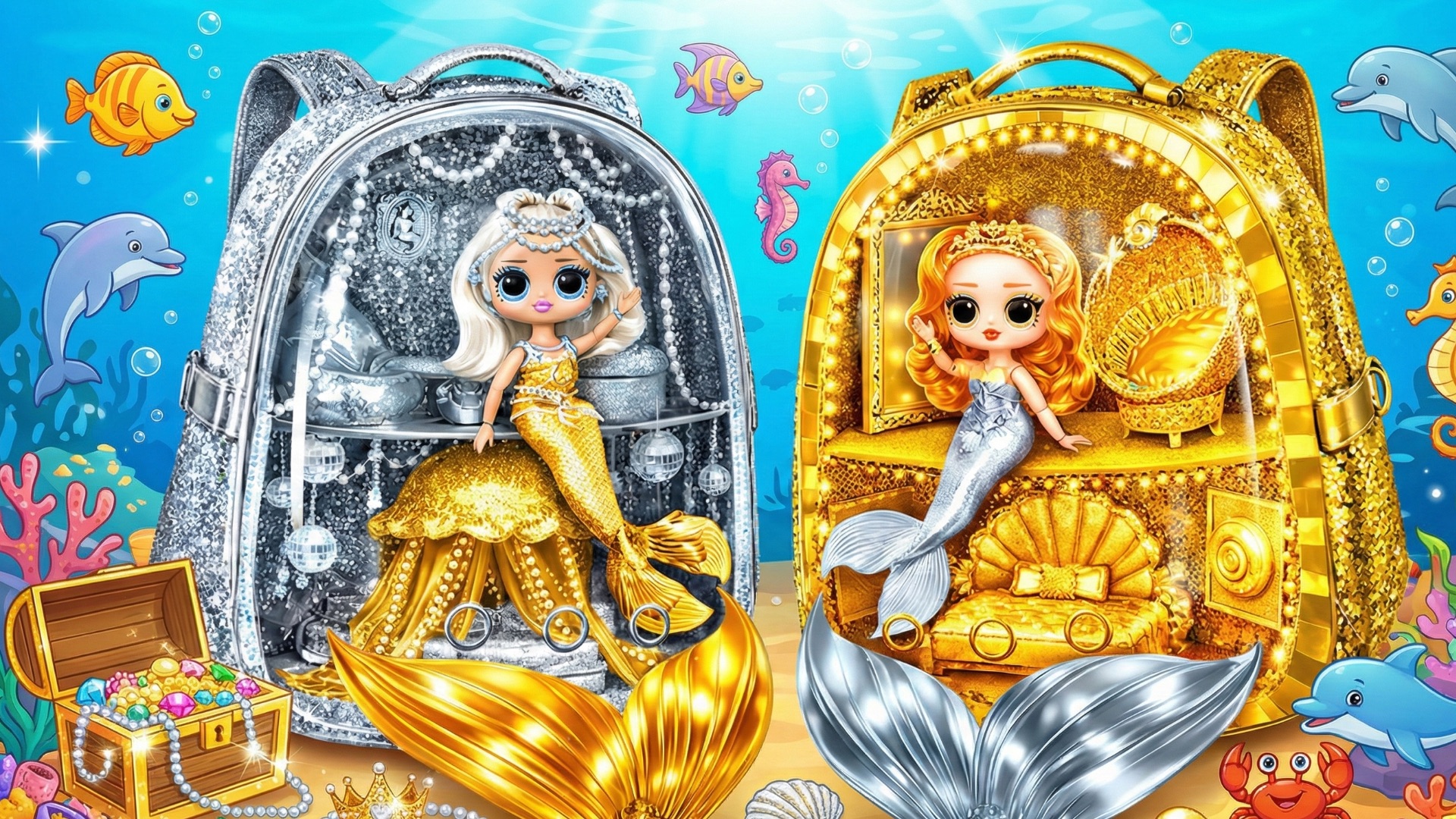 Домик из Рюкзака в стиле Русалки : Золотые и Серебряные поделки для кукол ЛОЛ ОМГ! смотреть онлайн