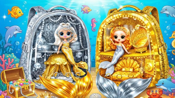 Домик из Рюкзака в стиле Русалки : Золотые и Серебряные поделки для кукол ЛОЛ  ОМГ!