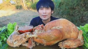 #MUKBANG Курица гриль с соусом из морепродуктов и свежими овощами! ASMR МУКБАНГ ОБЖОР ЕДА ОБЕД