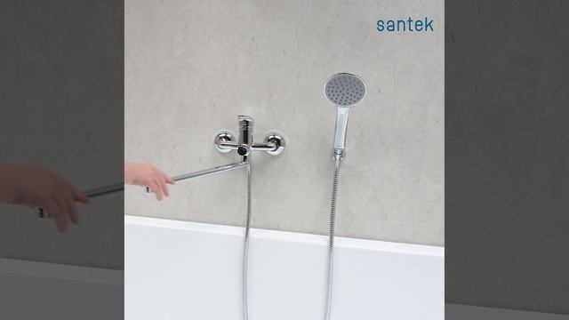 Смеситель для ванны Santek Баус WH5A12010C001 универсальный, с душевым гарнитуром, хром