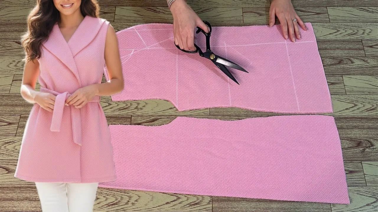 Крой и шитье жилета с поясом