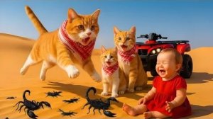 Отважная мама-кошка спасает девочку от нападения скорпиона в пустыне 🐱❤️ Невероятные герои-животные