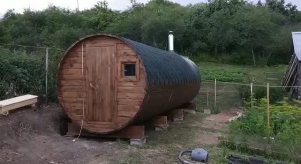 Баня бочка 6 метров с торцевым входом купить в Нижнем Новгороде.