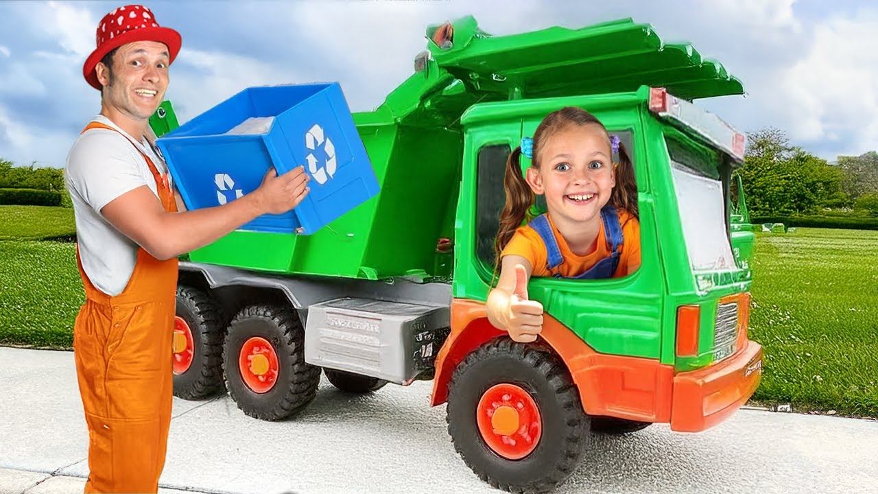 Приключение с мусоровозом — учим сортировать мусор с Майей и Машей! смотреть онлайн