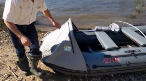 Установка серого носового тента «Фролыч» на лодку ПВХ