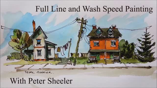 Start to finish Line and Wash painting of Houses and Trees. 4x speed painting, fun, quick and easy смотреть онлайн
