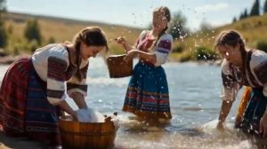Ох уж эти деревенские девчата Стирка на речке
