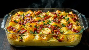 Еще не успеет остыть, как её съедят! Картофельная запеканка с капустой и беконом.