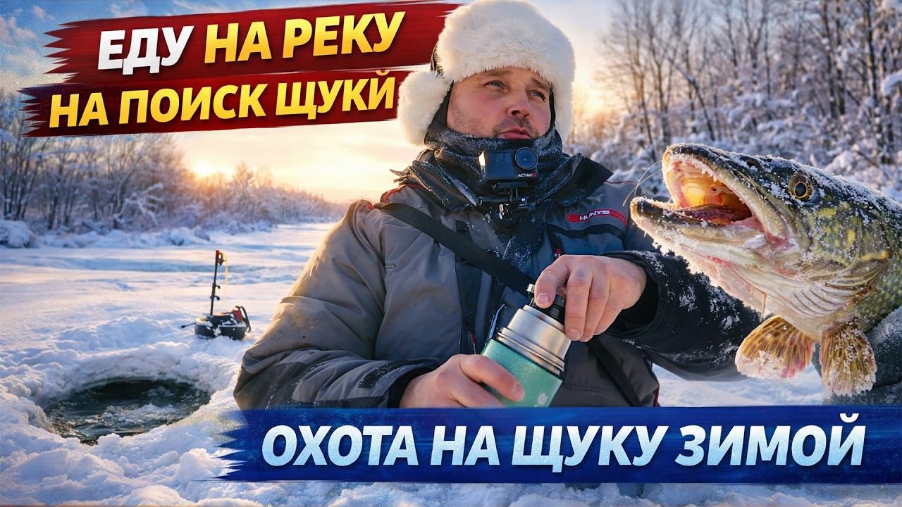 ПОИСК ЩУКИ ЗИМОЙ НА РЕКЕ. РЫБАЛКА СО ЛЬДА смотреть онлайн
