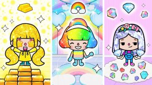 БЕДНАЯ МАМА УДОЧЕРИЛА РАДУЖНУЮ, ЗОЛОТУЮ И АЛМАЗНУЮ ДЕВОЧЕК  #tocalifeworld #tocaboca